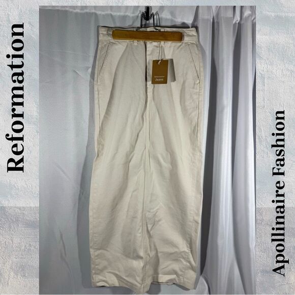 REFORMATION JEANS MYLES MAXI SKIRT IN CREME SIZE 26 NWT - Picture 6 of 7